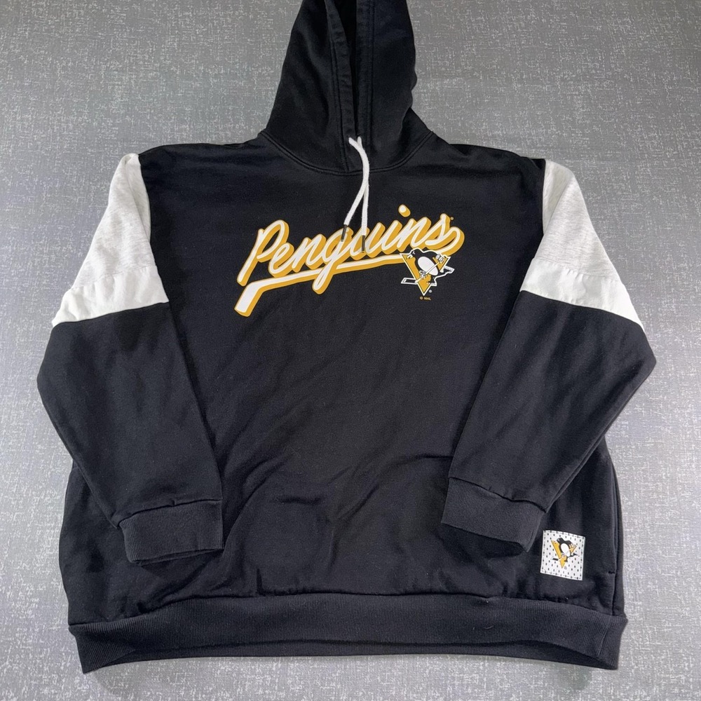 Pittsburgh Penguins Hoodie Sweatshirt Mens Large Black NHL Hockey Pullover